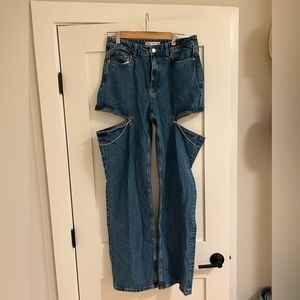 Mid rise straight leg cut out Zara jeans